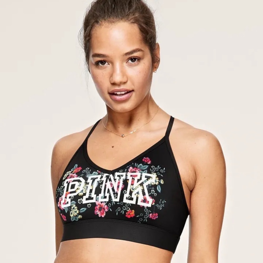 🌞 Pink VictoriaSecret racer back lined sports bra